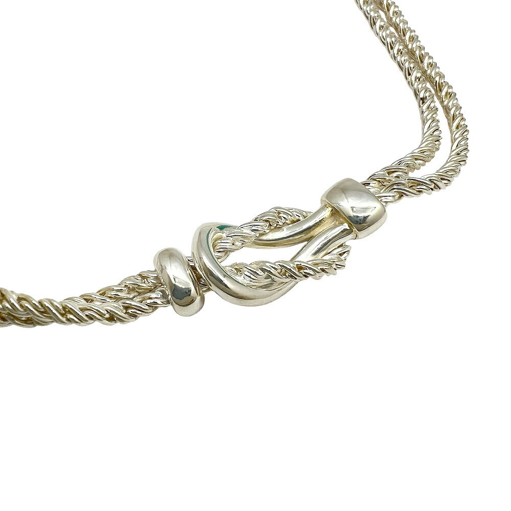 Tiffany Co Double Rope Center Knot Necklace Silver Jewelry Accessory Pendant - Picture 6 of 8